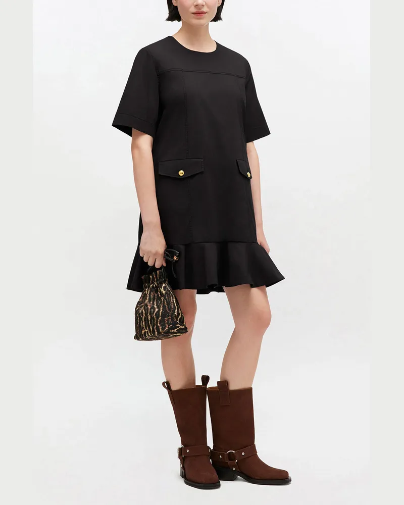 Ganni schwarz Minikleid aus Stretch-Baumwolle Bio-Baumwolle - Größe Schwarz
