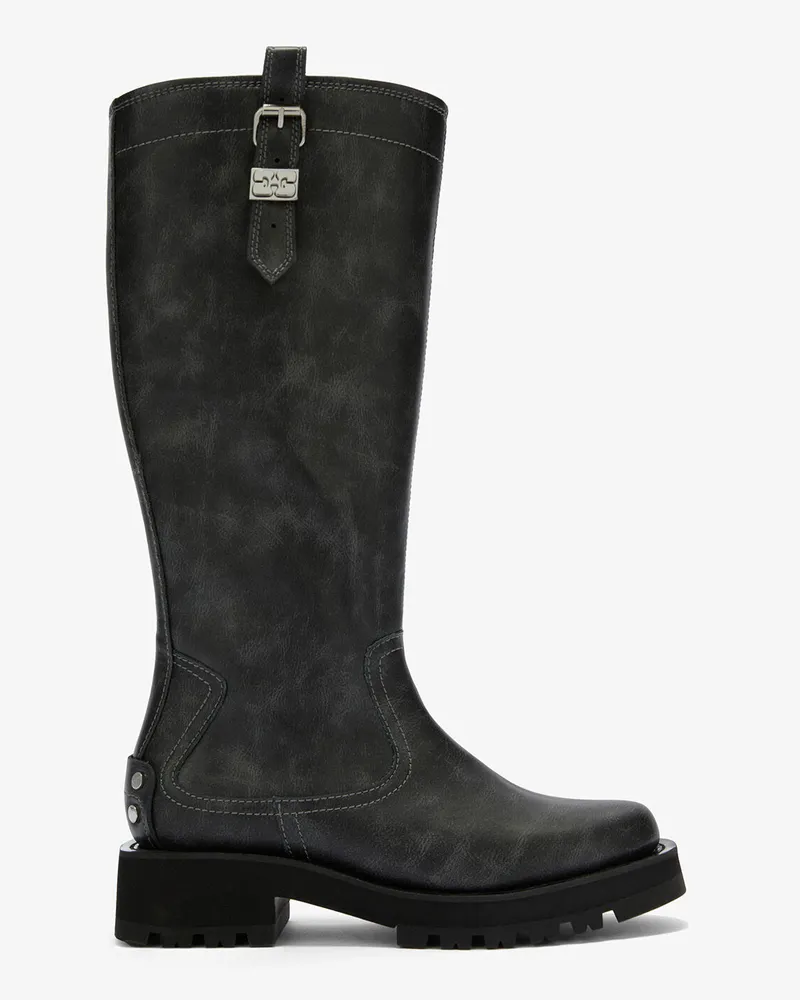 Ganni Hohe Stiefel in Dunkelgrau grau Grau