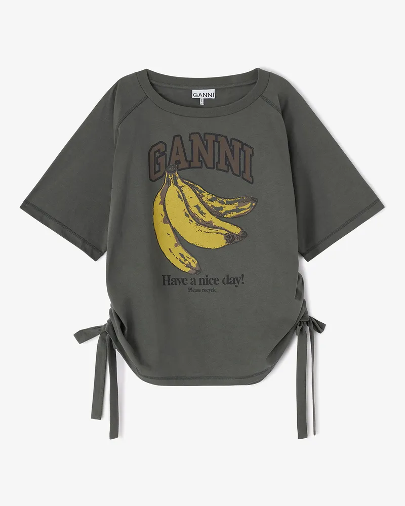 Ganni grau Dunkelgraues Bananen-T-Shirt Bio-Baumwolle - Größe Grau