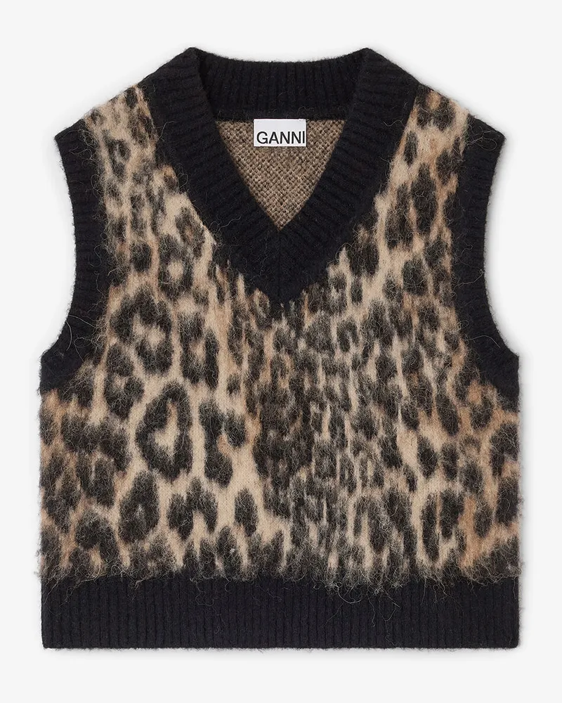 Ganni Weste mit Leopardenmuster und V-Ausschnitt gemischt Gemischt