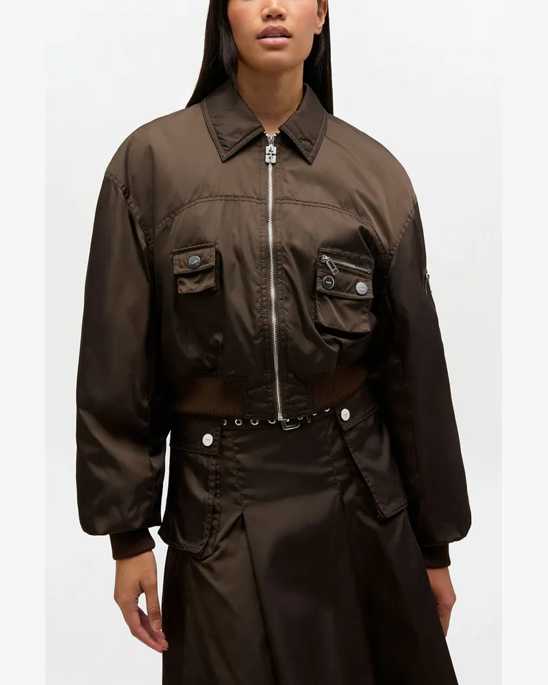 Ganni Duchesse Bomberjacke aus Nylon - Größe braun Braun