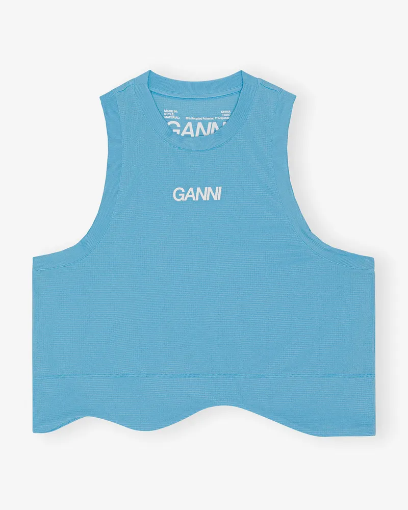 Ganni Aktives Mesh-Top Ethereal blau Ethereal