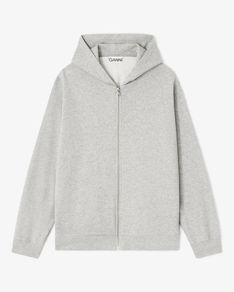 Ganni grau Grauer Teddy-Hoodie mit Reißverschluss Bio-Baumwolle - Größe Grau