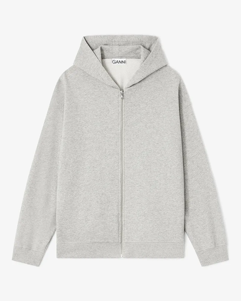 Ganni grau Grauer Teddy-Hoodie mit Reißverschluss Bio-Baumwolle - Größe Grau