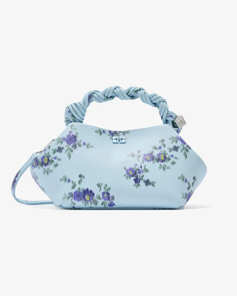 Ganni Kleine Bou Bag in bedrucktem Blau Iced Aqua Iced