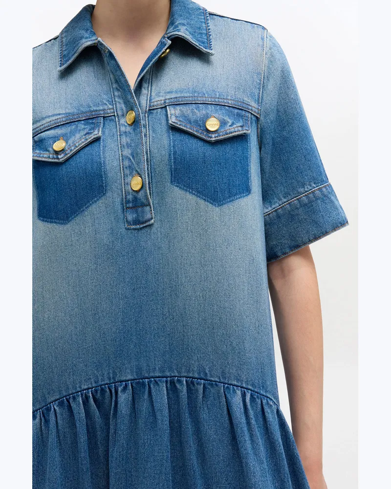 Ganni blau Hell gewaschenes Jeanskleid Tencel - Größe Blau