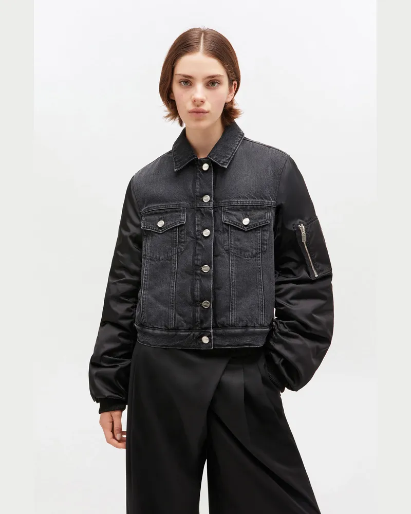 Ganni schwarz Schwarze Jeansjacke aus festem Denim - Größe Schwarz