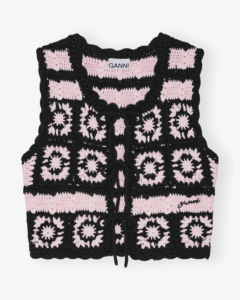 Ganni Primrose rosa Cotton Crochet Vest Baumwolle - Größe Primrose