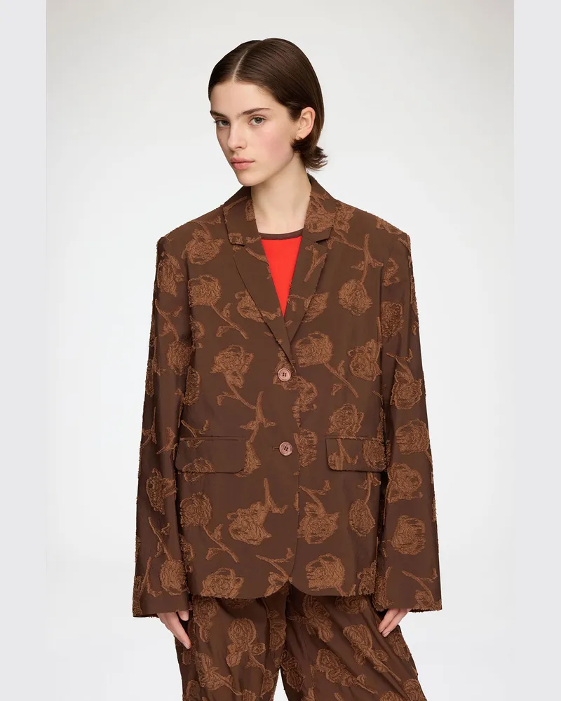Ganni Blazer in Braun Fil Coupé Cocoa Cocoa