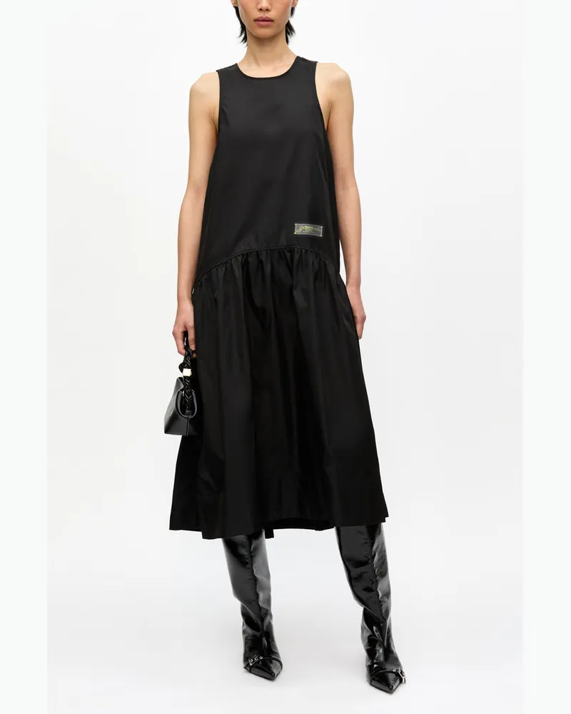 Ganni Midi-Kleid aus schwarzem Duchesse-Nylon - Größe schwarz Schwarz