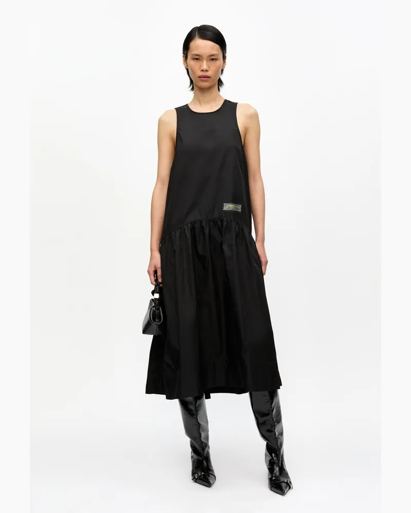 Ganni Schwarzes Midikleid aus Duchesse-Nylon - Größe schwarz Schwarz