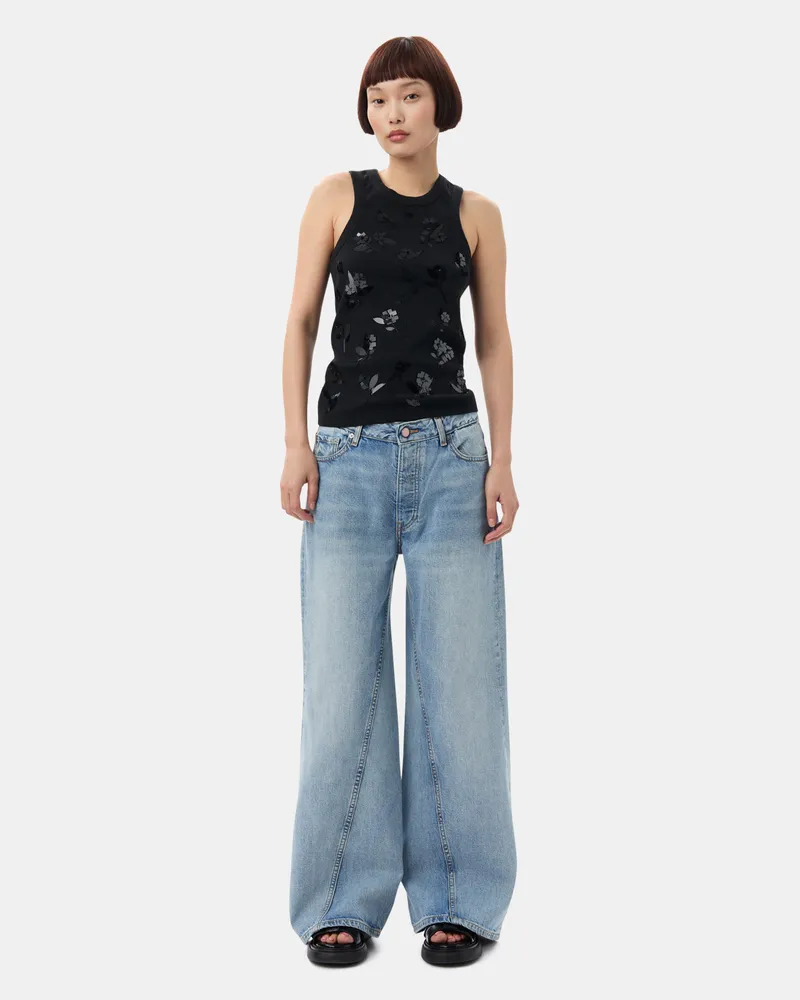 Ganni blau Hellblaue Vintage-Joezy-Jeans Bio-Baumwolle - Größe Blau