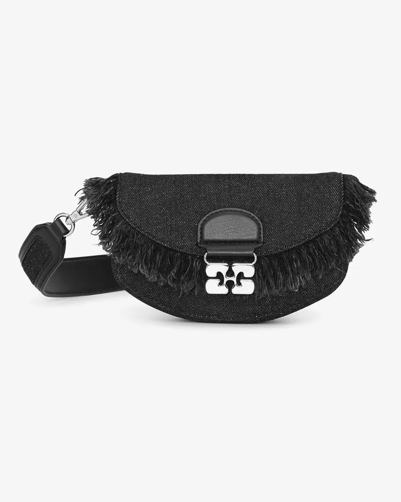 Ganni Schwarze Denim Apo-G Geldbörsen-Tasche schwarz Schwarz