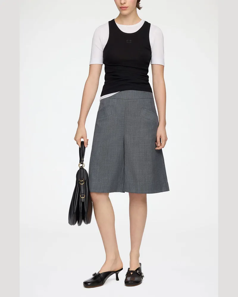 Ganni Shorts aus Wollmischung in Grau gemischt Gemischt