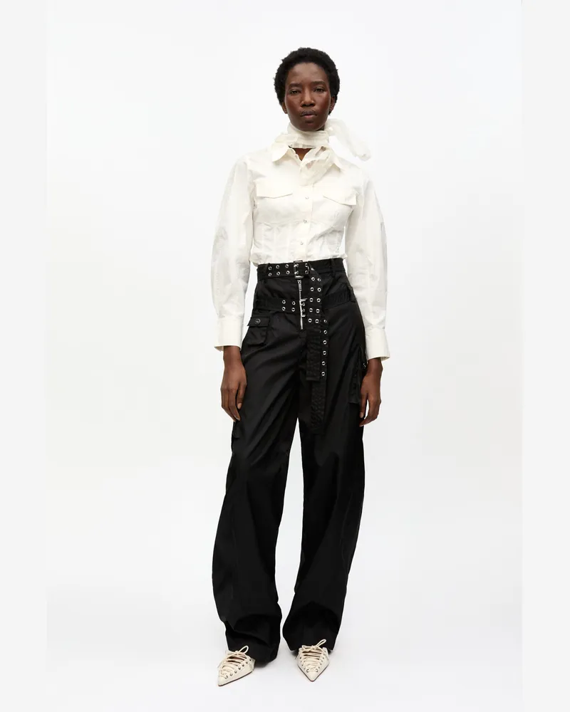 Ganni Schwarze Duchesse-Hose mit Taschen aus Nylon - Größe schwarz Schwarz