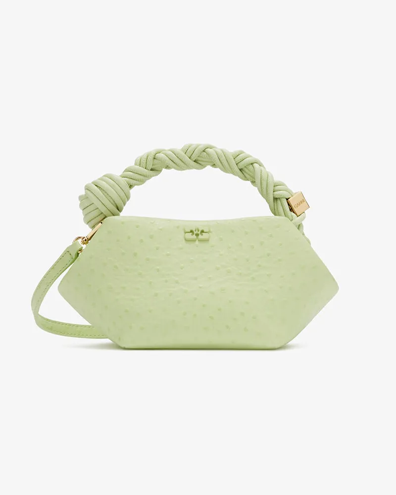 Ganni Mini Bou Tasche in Grün Straußenleder Grün