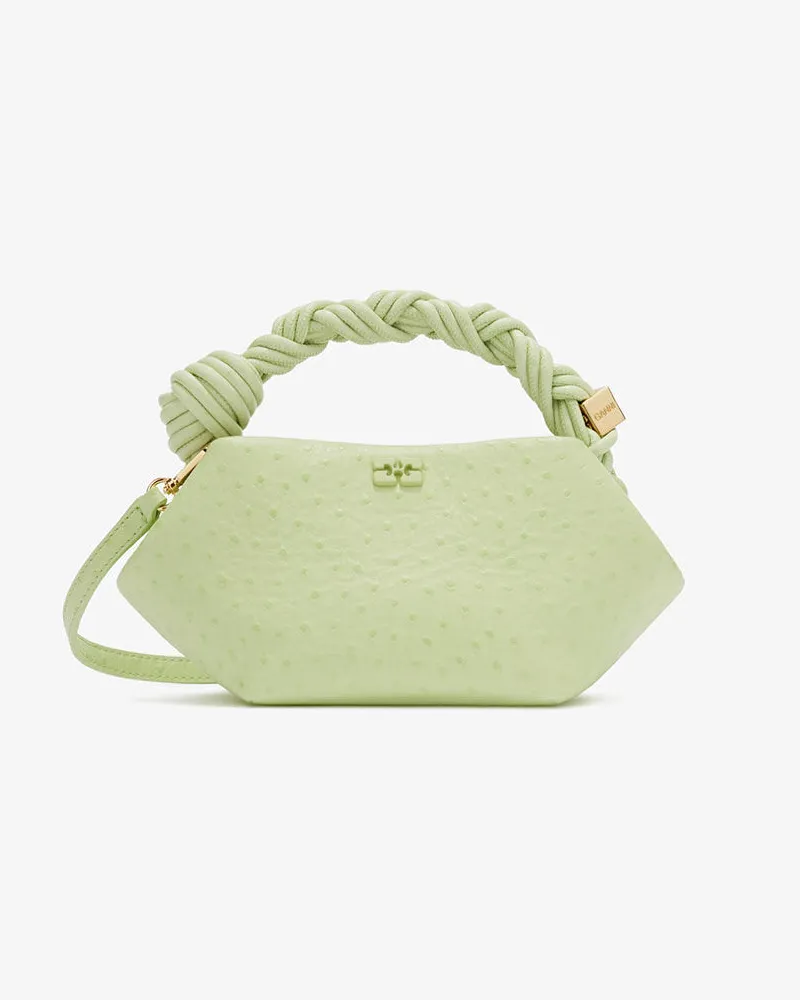 Ganni Mini Bou Tasche in Grün Straußenleder Grün