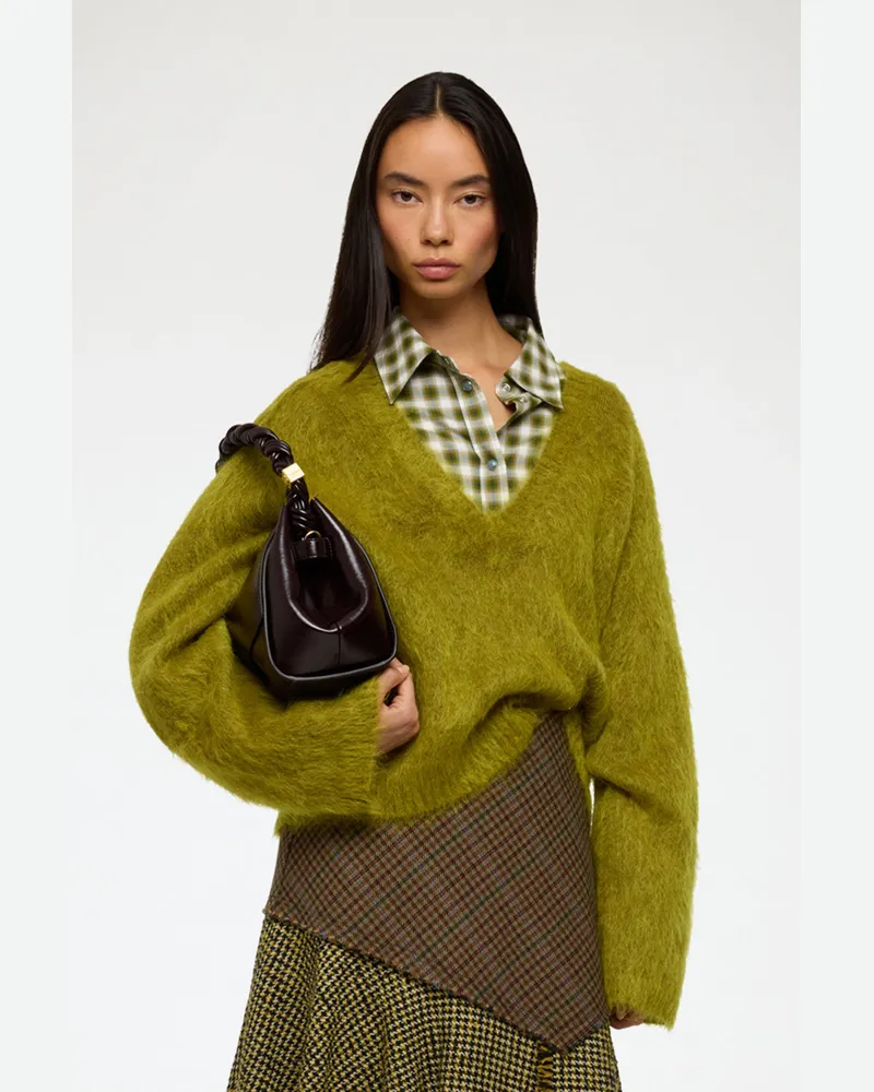 Ganni grün Pullover aus gebürstetem Mohair Wolle - Größe Grün