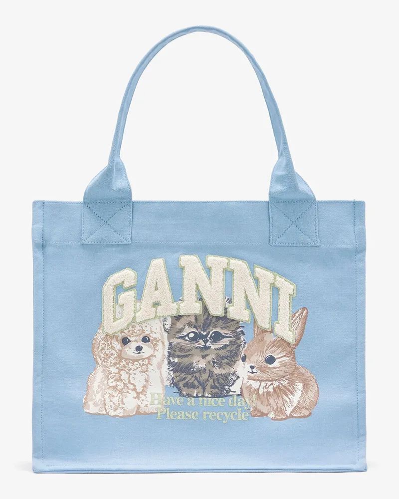 Ganni Großer blauer Tote mit Animalprint blau 