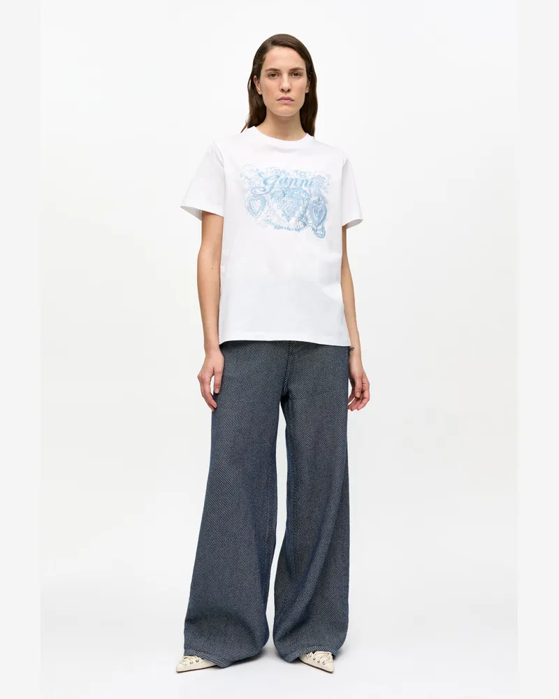 Ganni marineblau Blaue Marri-Jeans aus Twill Baumwolle - Größe Marineblau