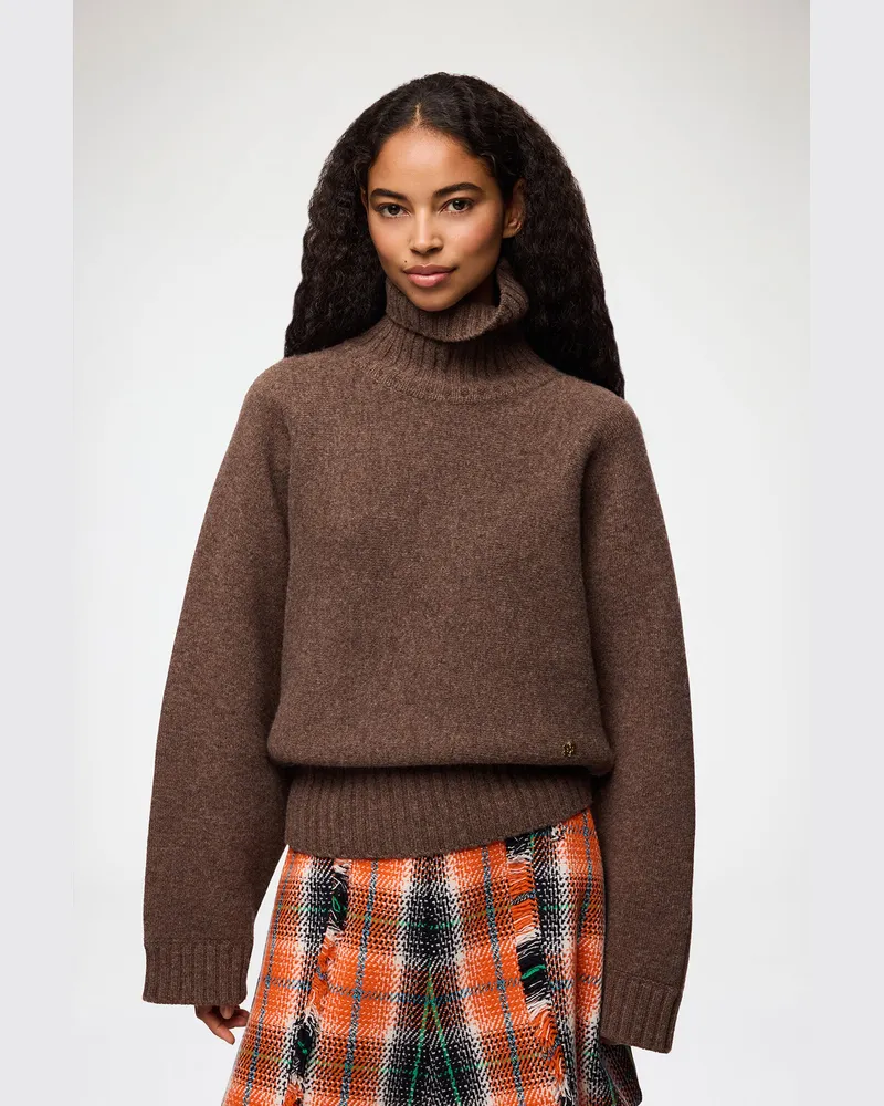 Ganni Doppelt gestrickter Rollkragenpullover braun Braun