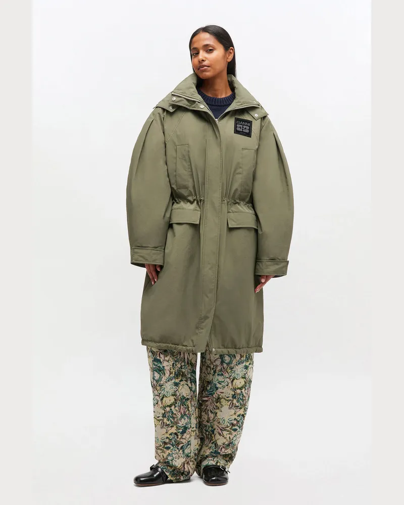 Ganni grün Grüner dreilagiger Parka Nylon - Größe Grün