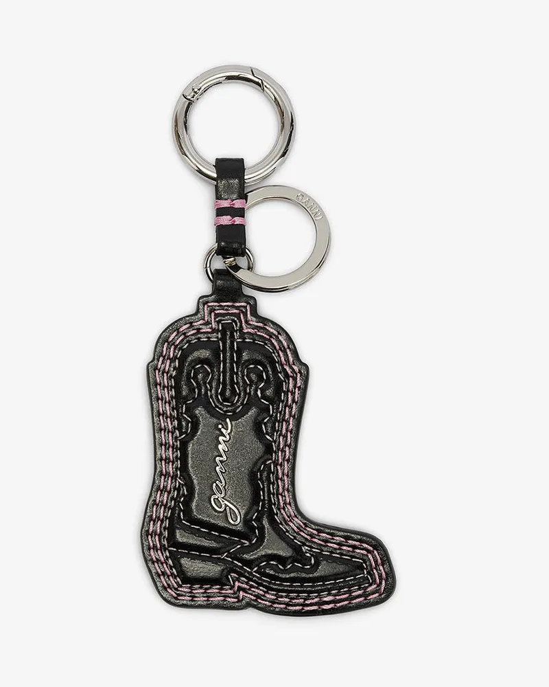 Ganni Westernstiefel-Schlüsselanhänger in Schwarz rosa Rosa
