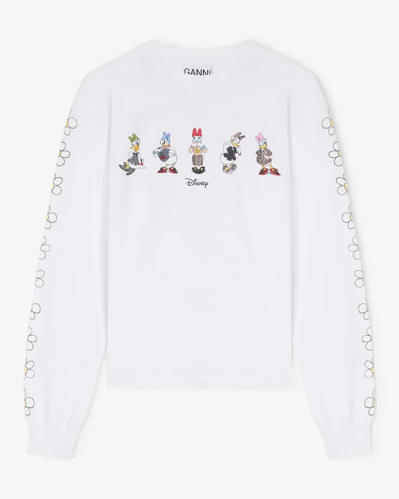 Ganni weiß Weißes Daisy-Duck-Langarm-T-Shirt Bio-Baumwolle - Größe Weiß