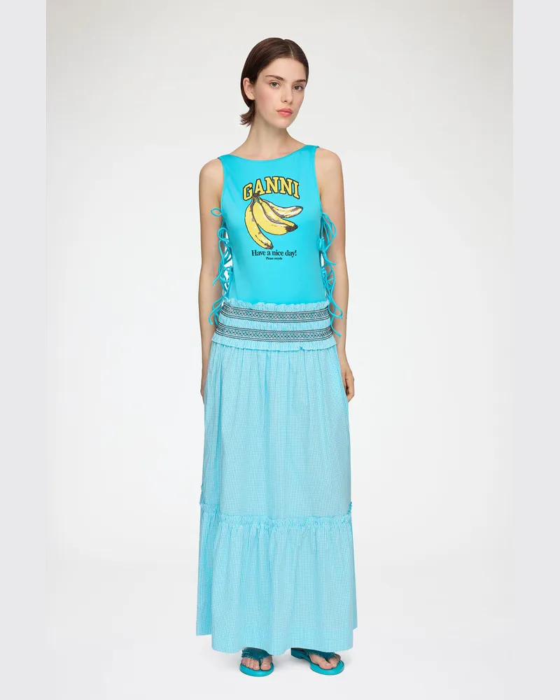 Ganni blau Wandelbarer rock in blauem Karomuster Bio-Baumwolle - Größe Blau