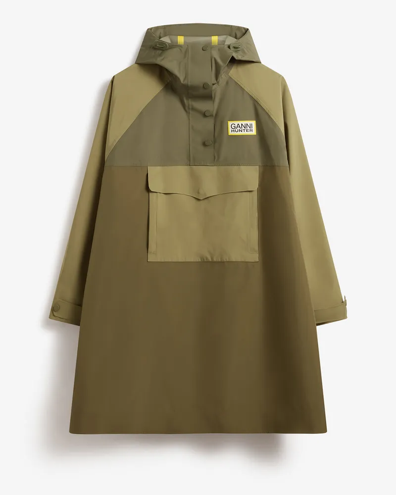 Ganni Poncho aus 10K wasserfestem Shell-Material - Größe grün Grün