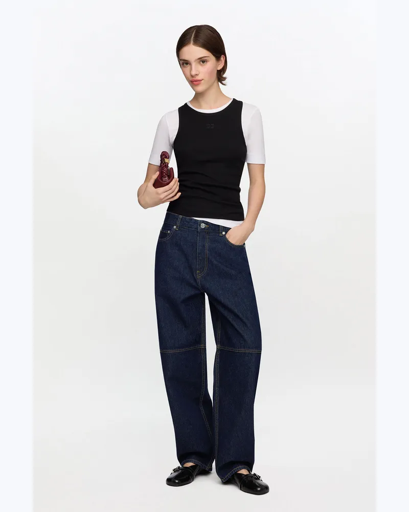 Ganni marineblau Dunkel gewaschene Stary-Jeans Bio-Baumwolle - Größe Marineblau