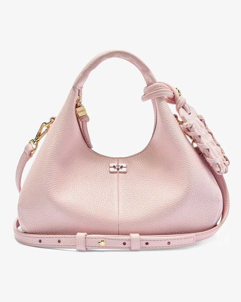 Ganni Genarbte Mini-Hobo-Tasche rosa Rosa