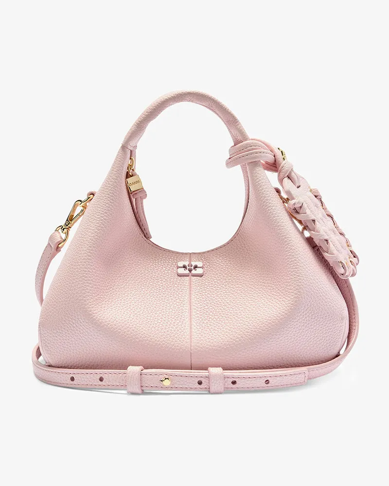 Ganni Genarbte Mini-Hobo-Tasche rosa Rosa