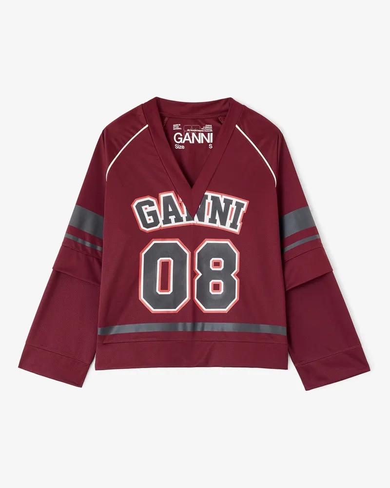 Ganni Langarmshirt aus Cycora - Größe rot Rot