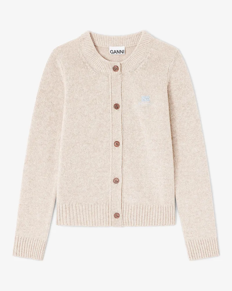 Ganni beige beigefarbene Strickjacke aus einer Wollmischung Wolle - Größe Beige