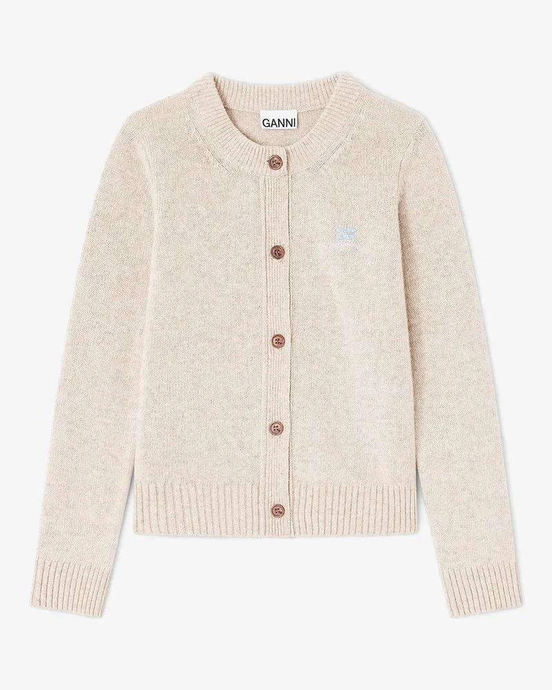 Ganni beige beigefarbene Strickjacke aus einer Wollmischung Wolle - Größe Beige