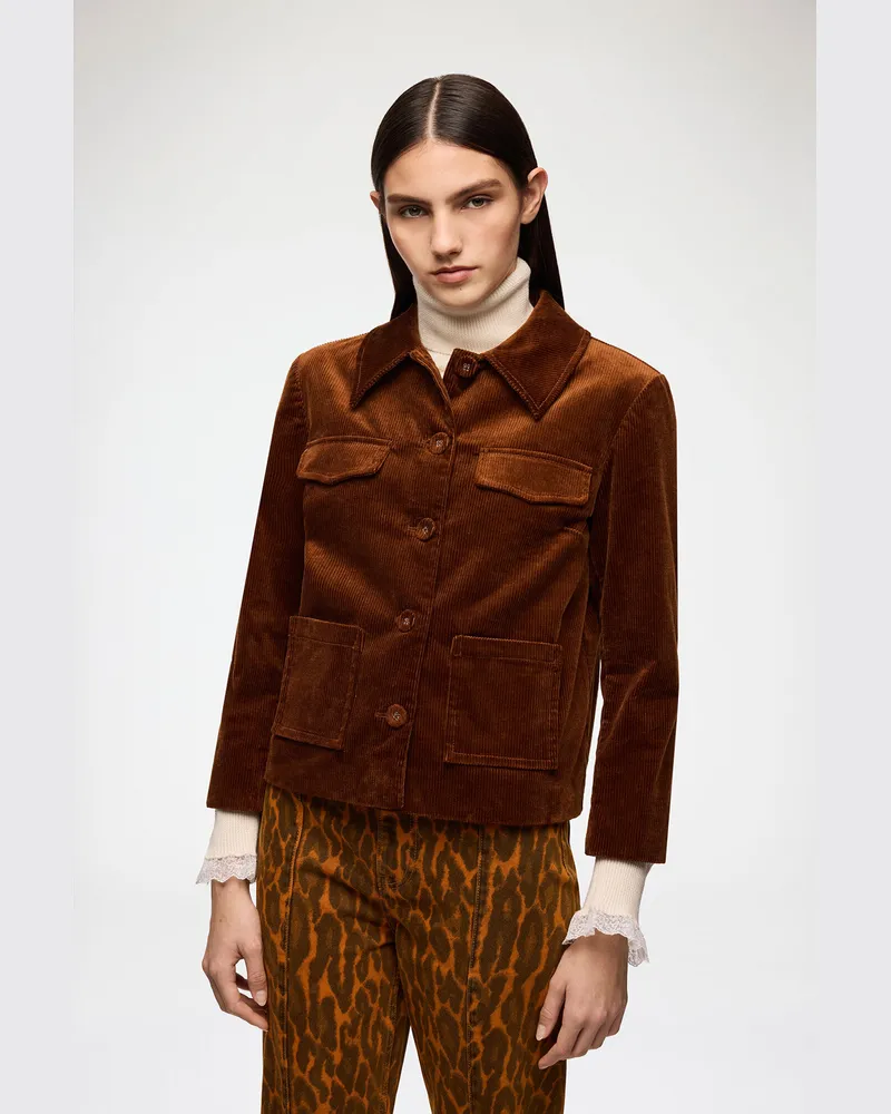 Ganni braun Blazer aus braunem Cord Bio-Baumwolle - Größe Braun