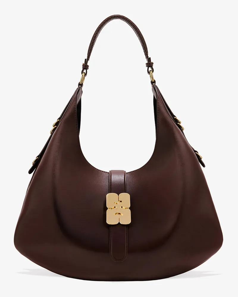 Ganni Große braune Kat-Tasche braun Braun