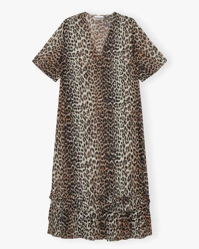 Ganni Chiffon-Maxikleid mit Leopardenmuster - Größe gemischt Gemischt