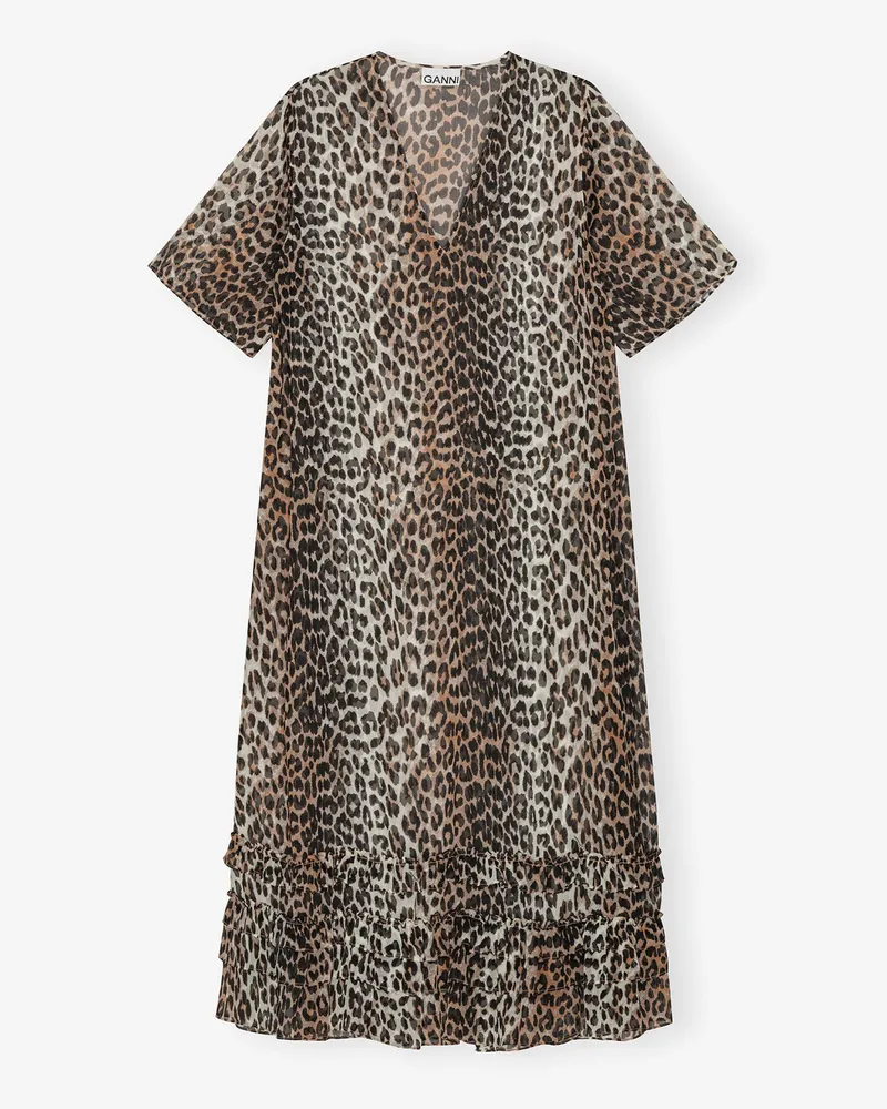 Ganni Chiffon-Maxikleid mit Leopardenmuster - Größe gemischt Gemischt