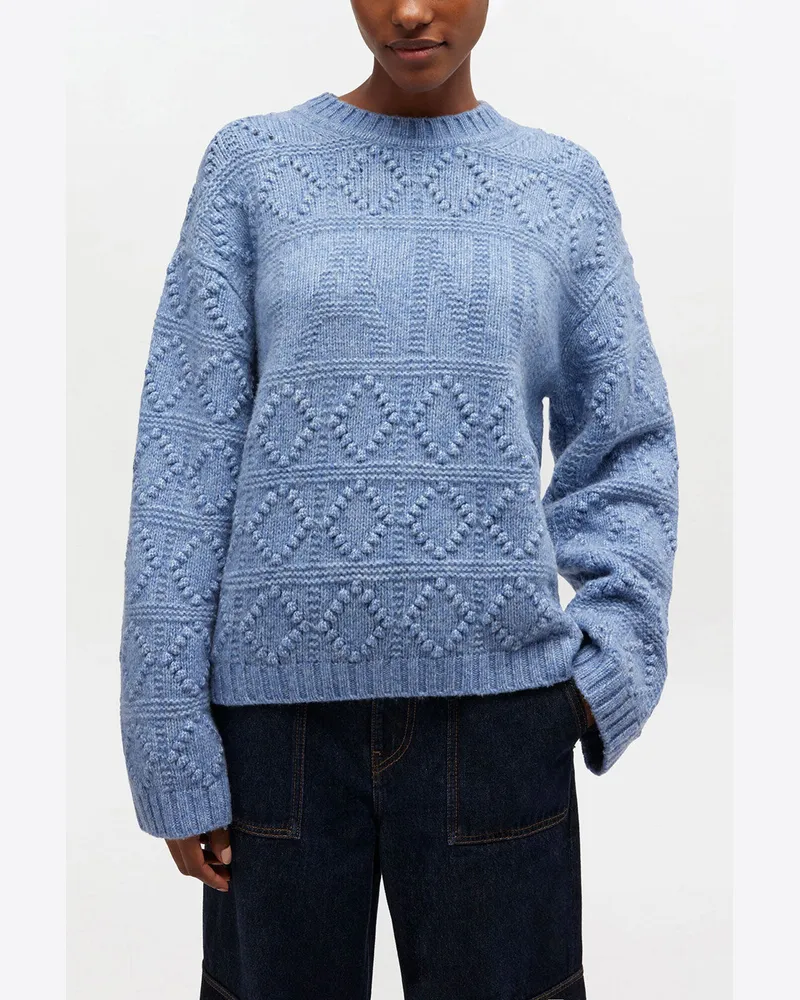 Ganni blau Bubble-Pullover aus Baumwolle und Wolle - Größe Blau