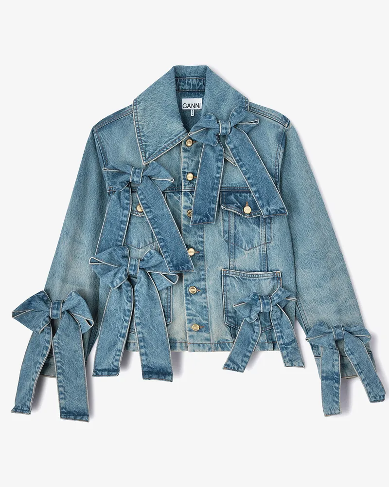 Ganni blau Jeansjacke aus leichtem Denim Bio-Baumwolle - Größe Blau