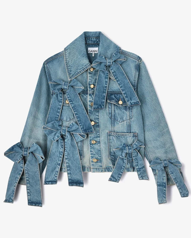 Ganni blau Jeansjacke aus leichtem Denim Bio-Baumwolle - Größe Blau