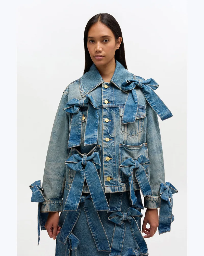 Ganni blau Jeansjacke aus leichtem Denim Bio-Baumwolle - Größe Blau