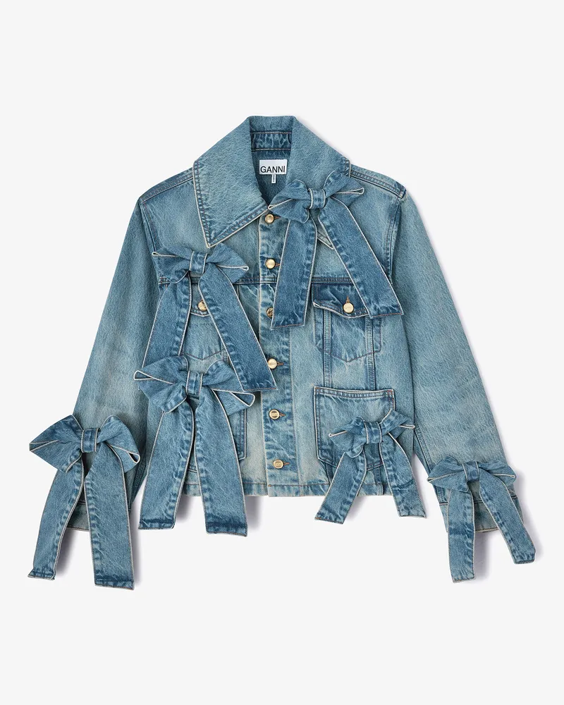Ganni blau Jeansjacke aus leichtem Denim Bio-Baumwolle - Größe Blau