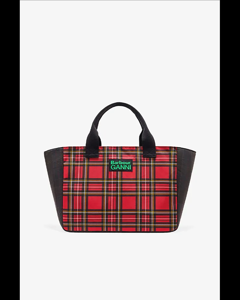 Ganni x Barbour Shopper in rotem Tartan - Größe One size grün 