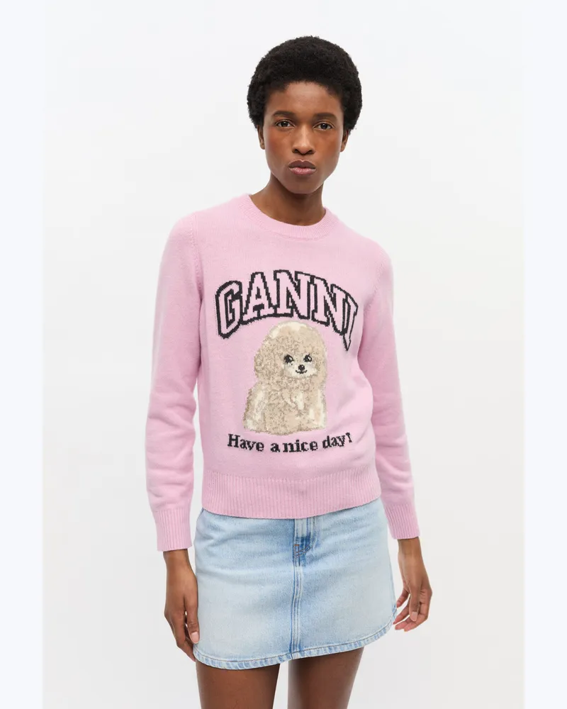 Ganni Rosa Poodle-Pullover Rosa