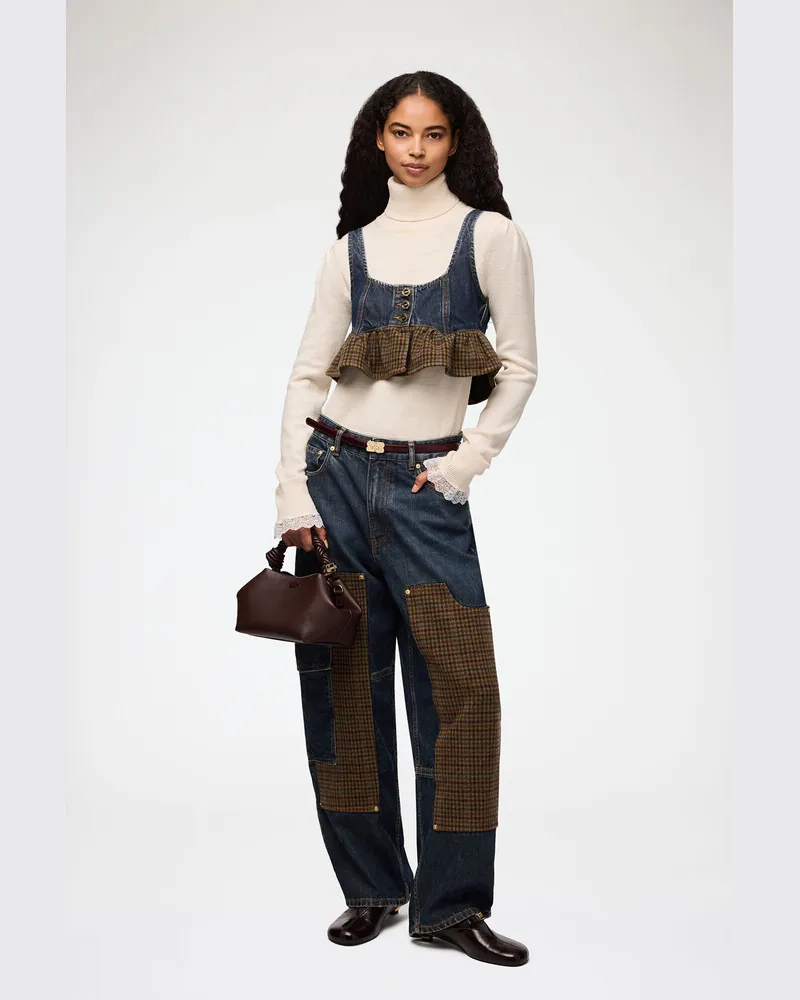 Ganni Audri-Jeans aus strukturiertem Slub-Denim blau Blau