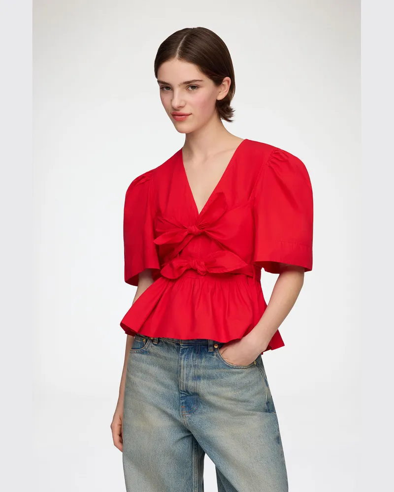 Ganni rot Bluse aus roter Baumwolle Bio-Baumwolle - Größe Rot