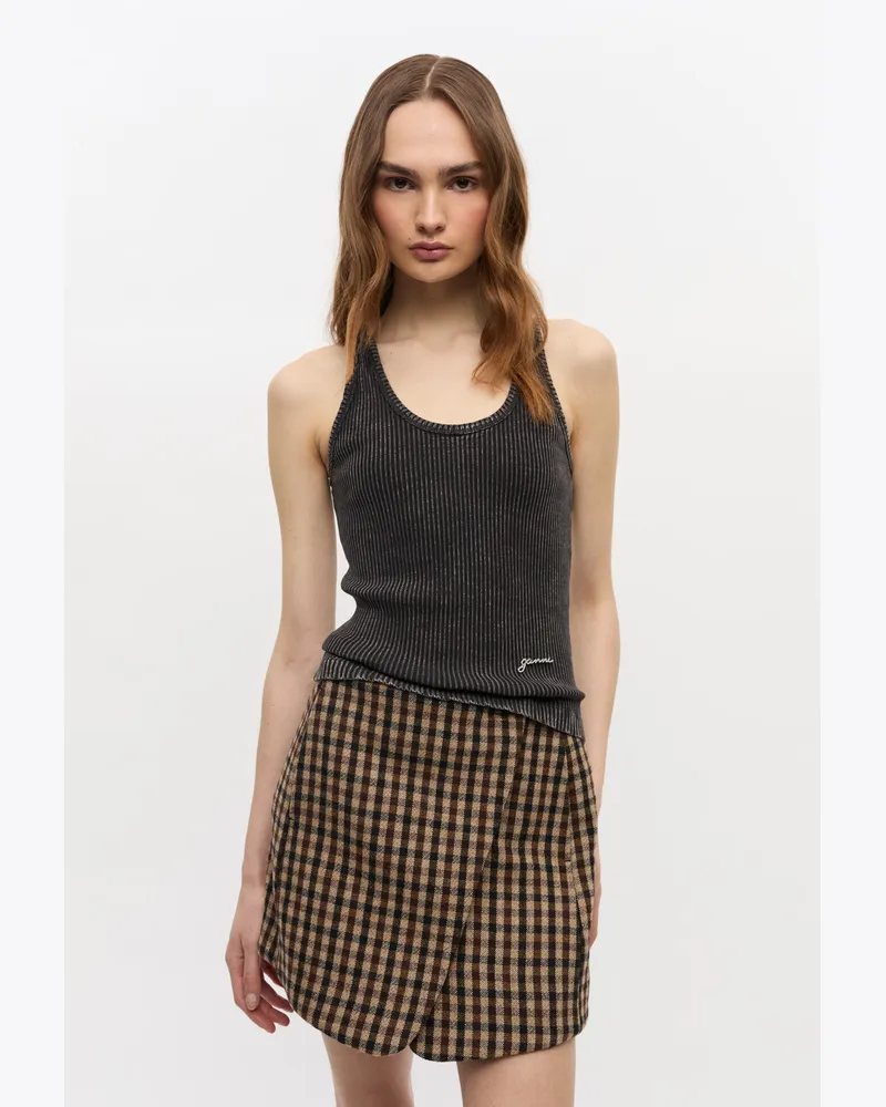 Ganni schwarz Schwarze gewaschenes Tanktop Baumwolle - Größe Schwarz